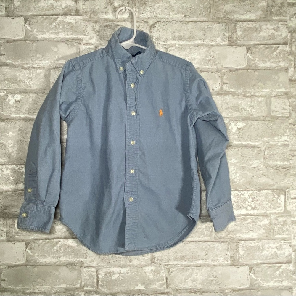Ralph Lauren kids blue corduroy casual button down Shirt sz 4t old money preppy